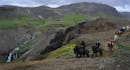 Horseback riding in Iceland during summer