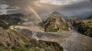 Rainbow in the valley in Þórsmörk